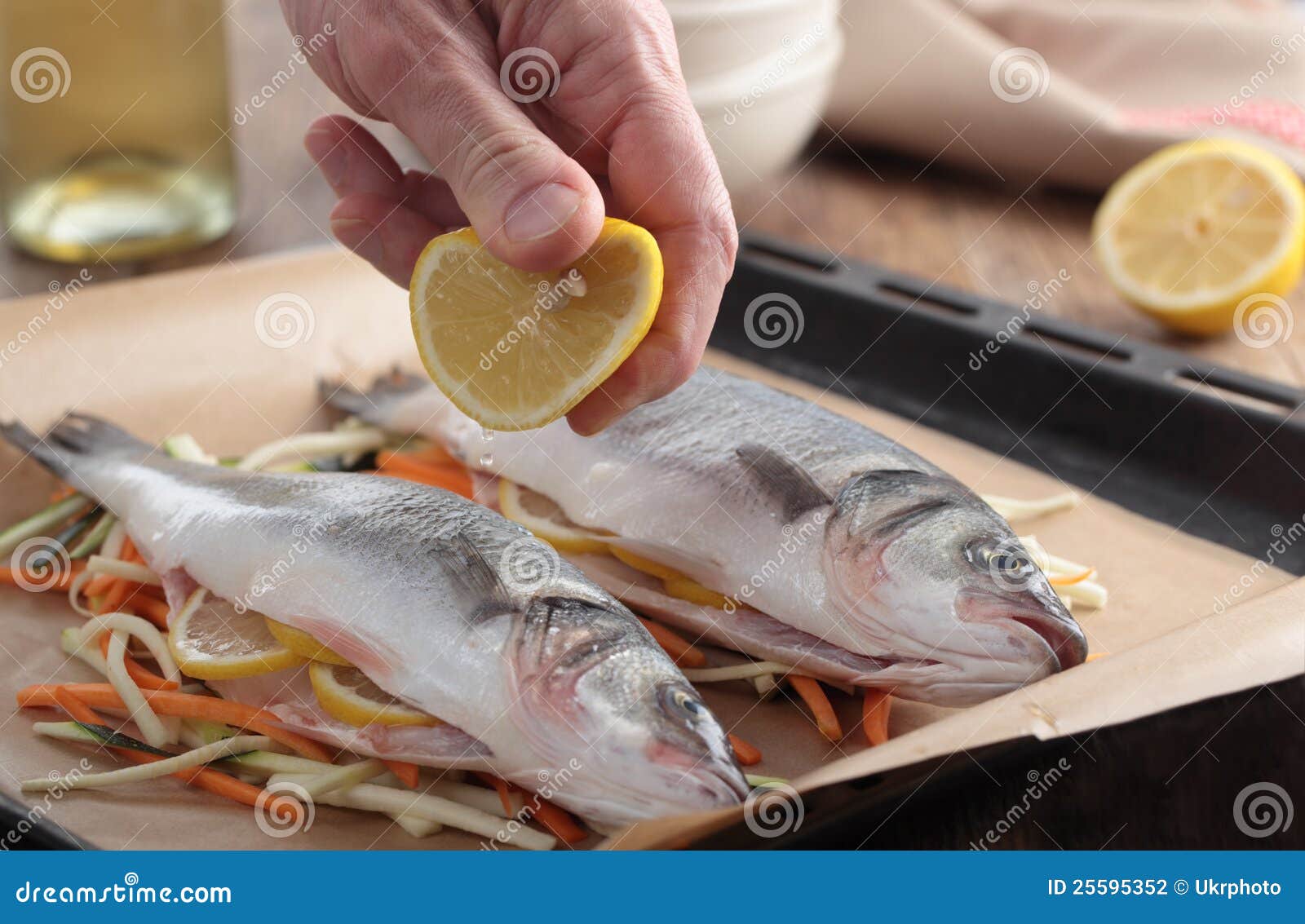 Raw Sea Bass on a Baking Sheet Stock Photo Image of healthy, bakery
