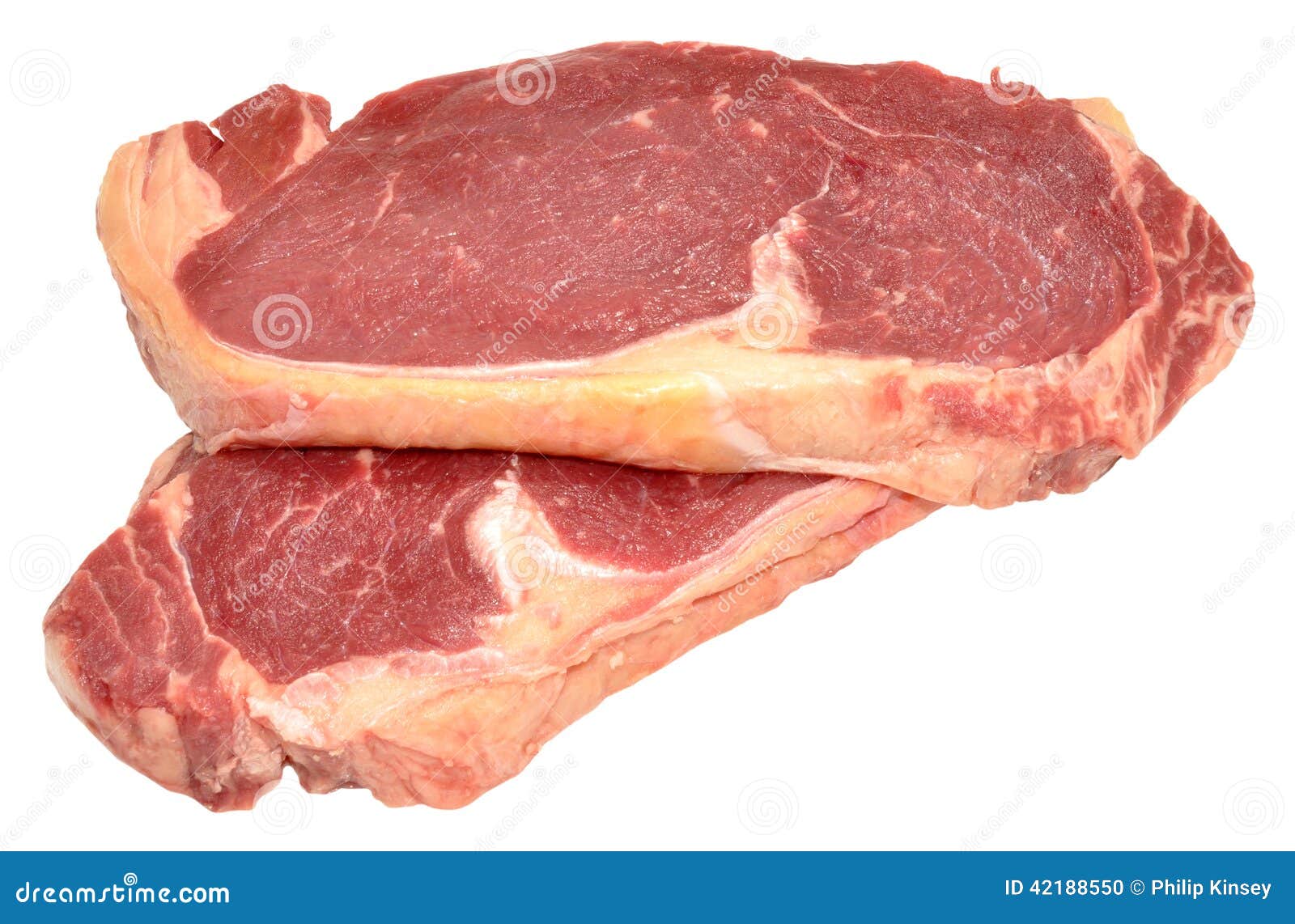 Raw Sirloin Steaks stock photo. Image of isolated, fatty 42188550