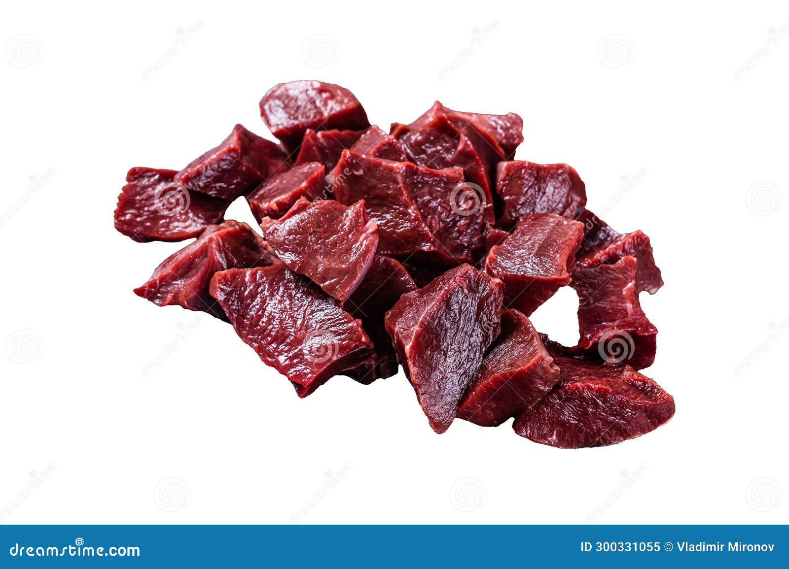 Raw Sliced Beef or Veal Heart. Isolated, White Background. Stock Image