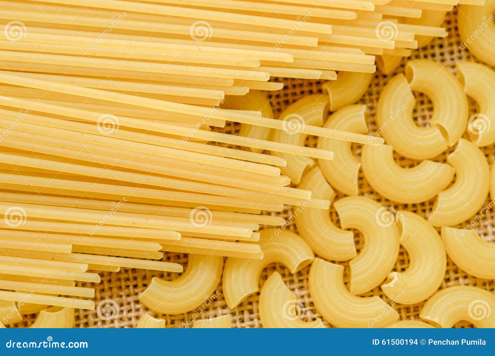 Raw Spaghetti And Elbow Macaroni. Stock Photo Image of macaroni, meal