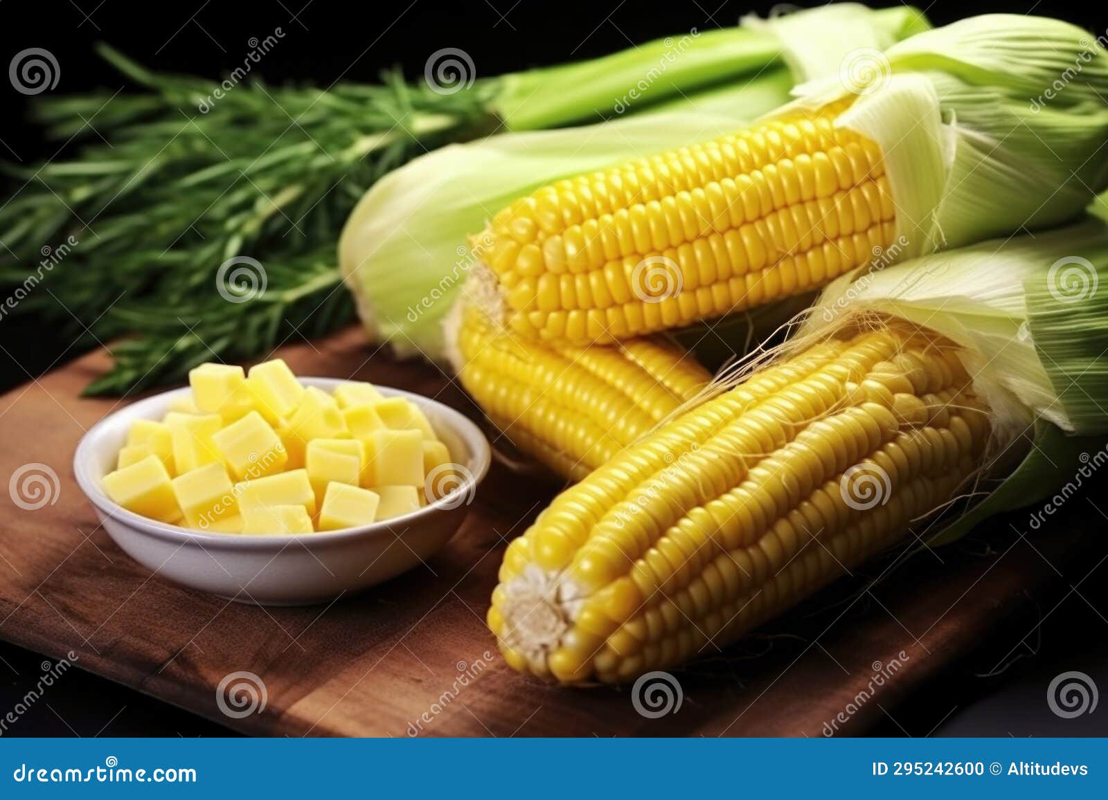 Raw Sweet Corn Next To Cooked and Butterglazed Corns Stock Photo Image of healthy