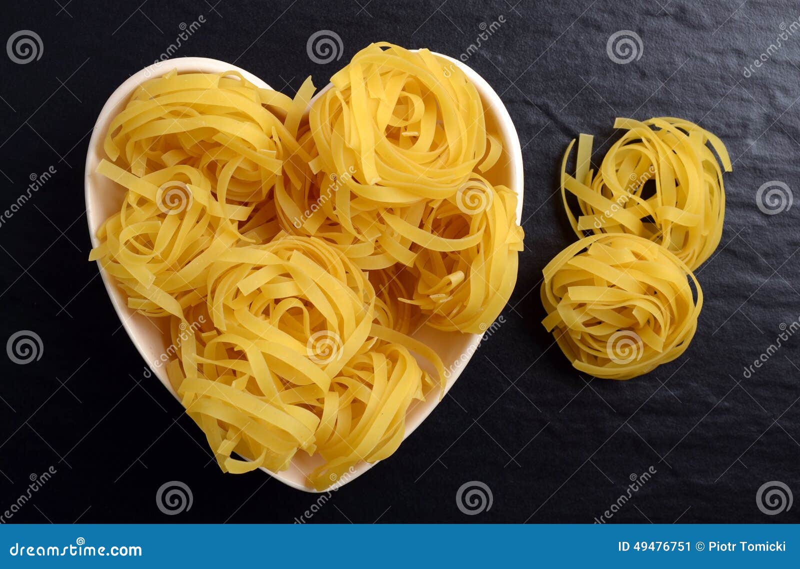 Raw Tagliatelle in a Heart Shaped Bowl Stock Image Image of meal