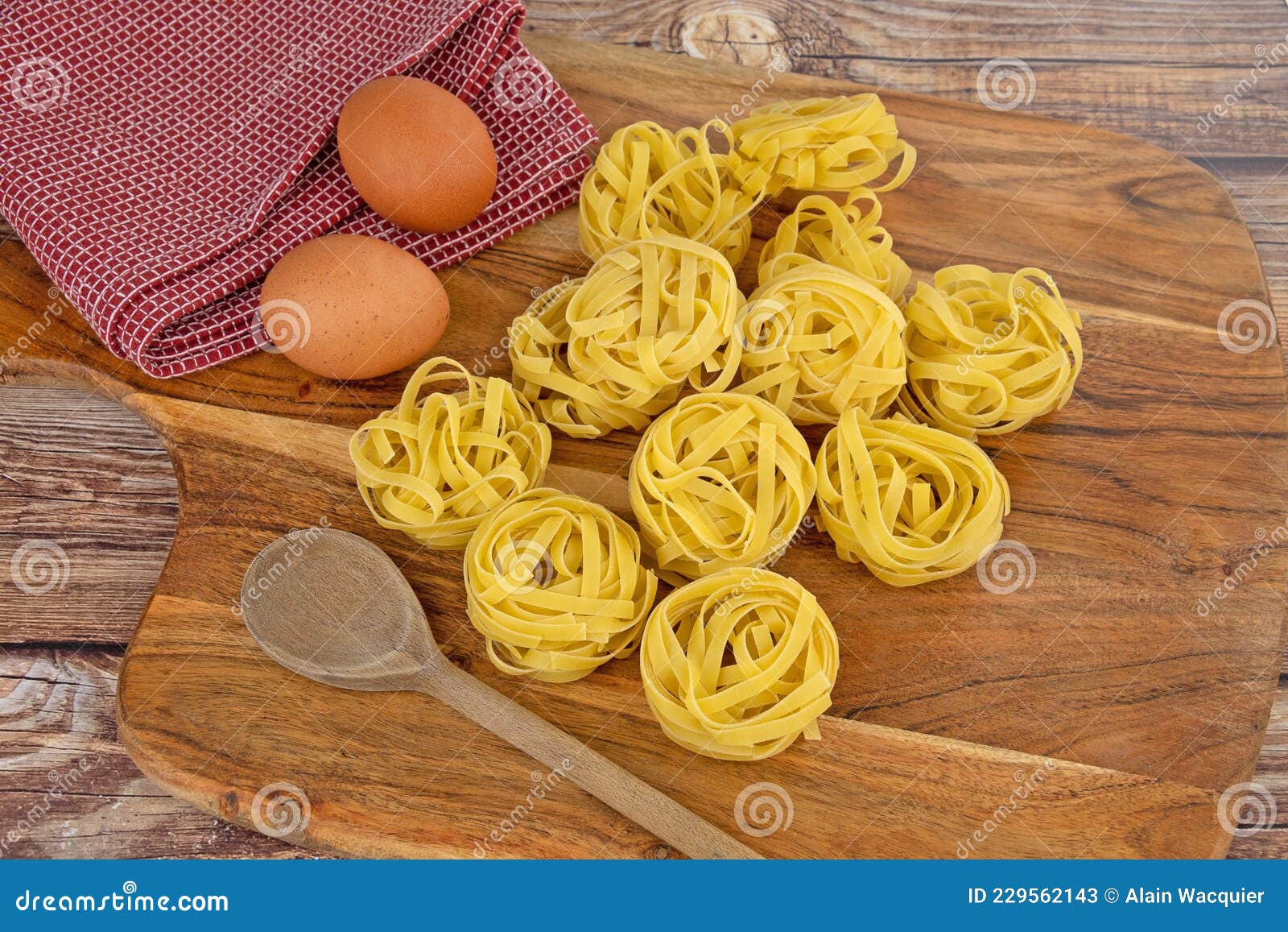 Raw Tagliatelle Pasta on a Cutting Board Stock Image Image of