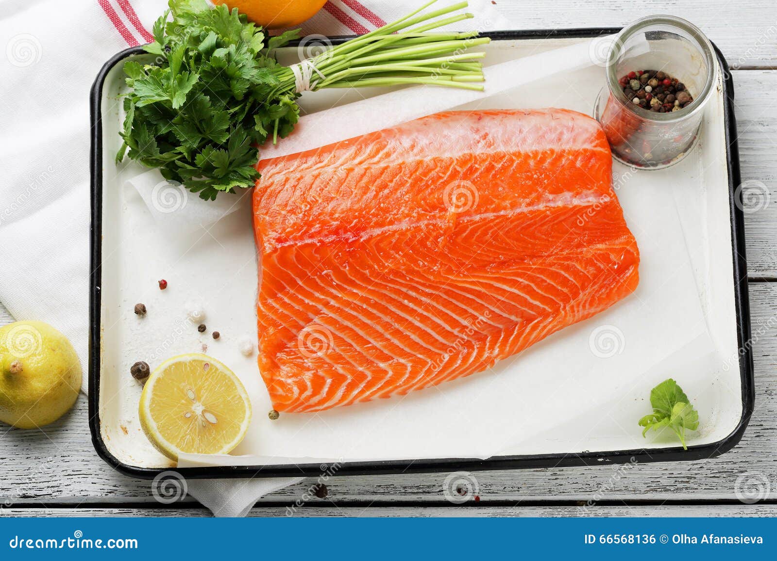 Raw Trout Fish Fillet on Baking Dish Stock Photo - Image of dish