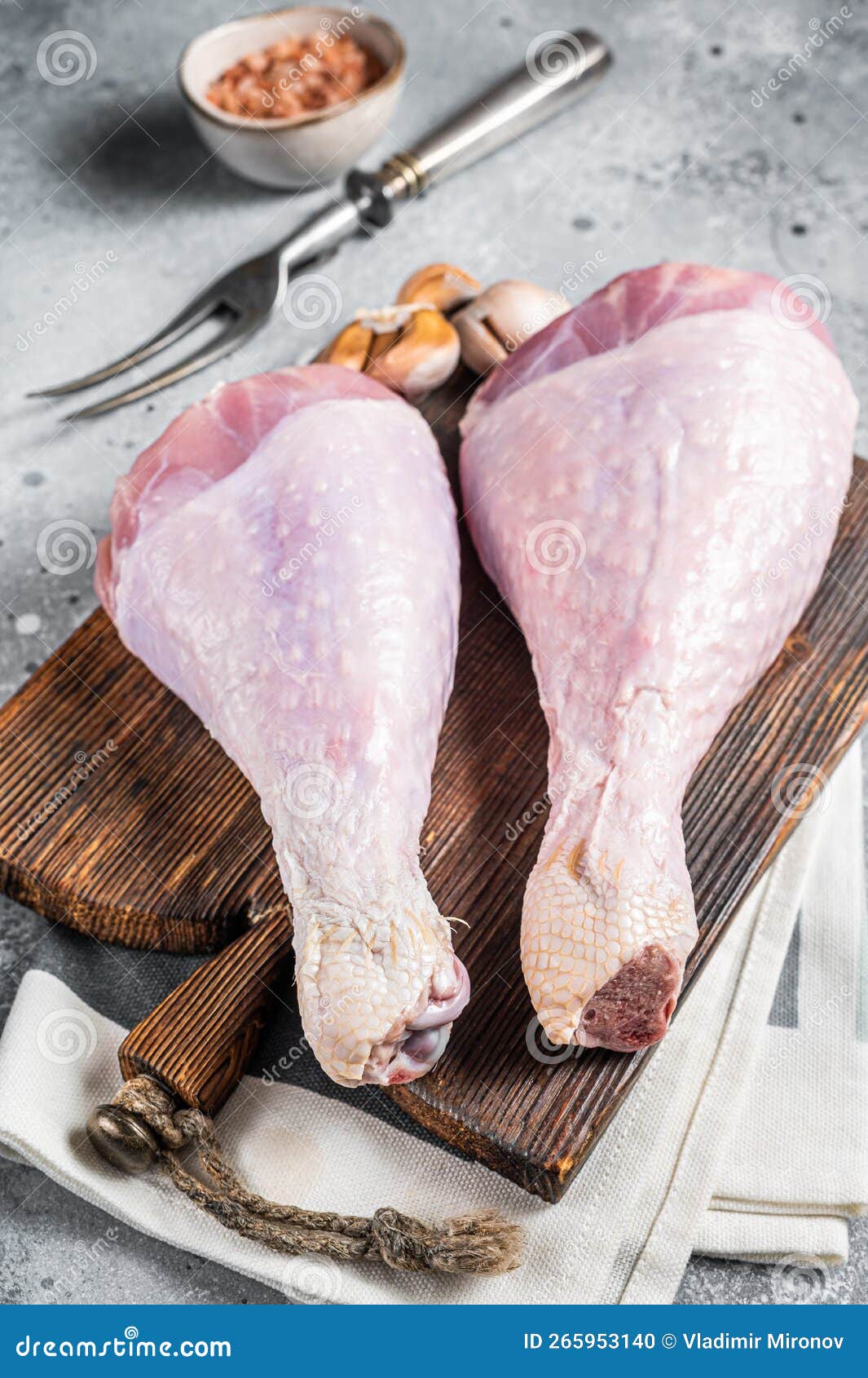 Raw Turkey Legs, Poultry Meat. Gray Background Stock Photo Image of