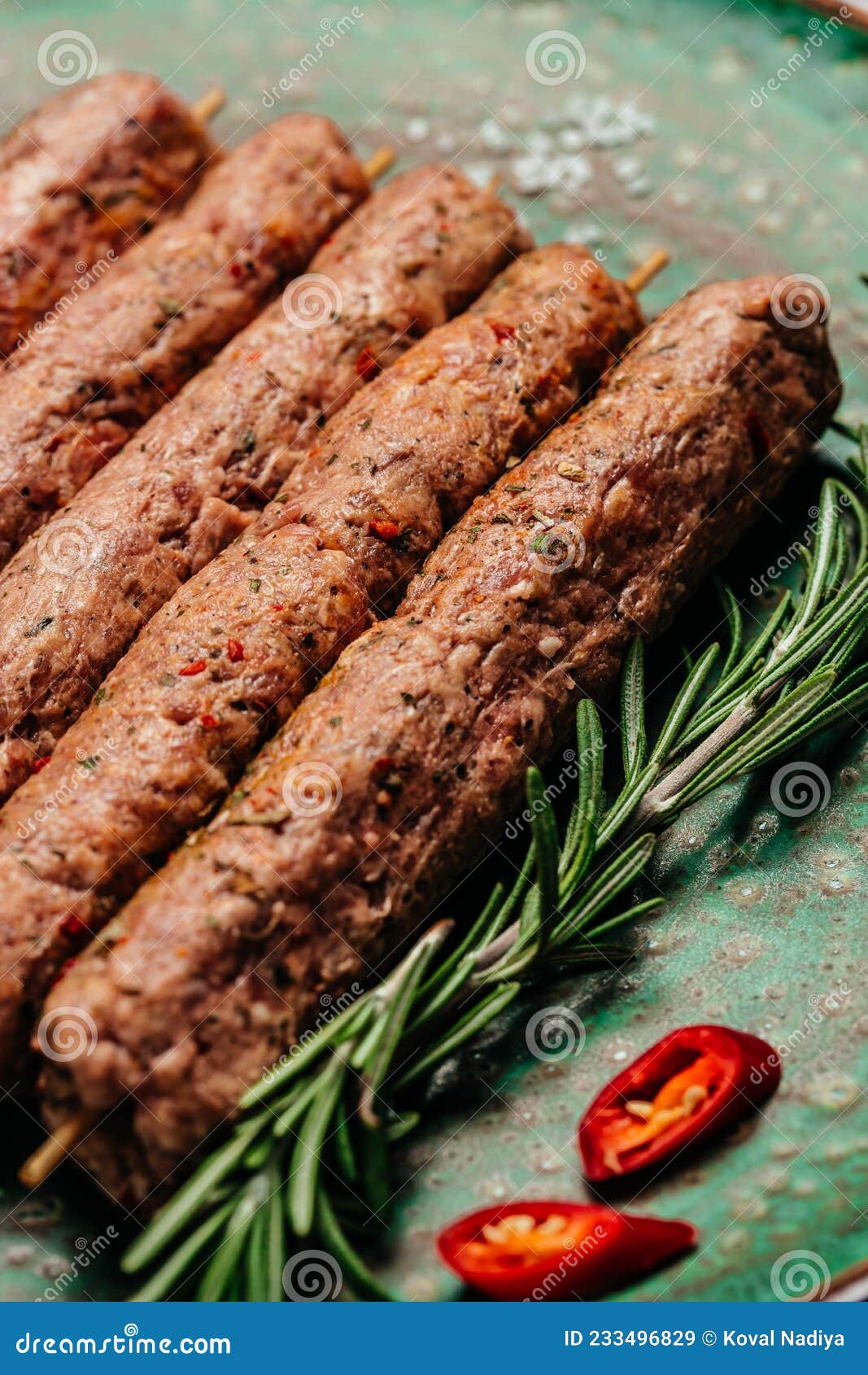 Raw Turkish Traditional Meat Kebab. Turkish Traditional Meat Kebab