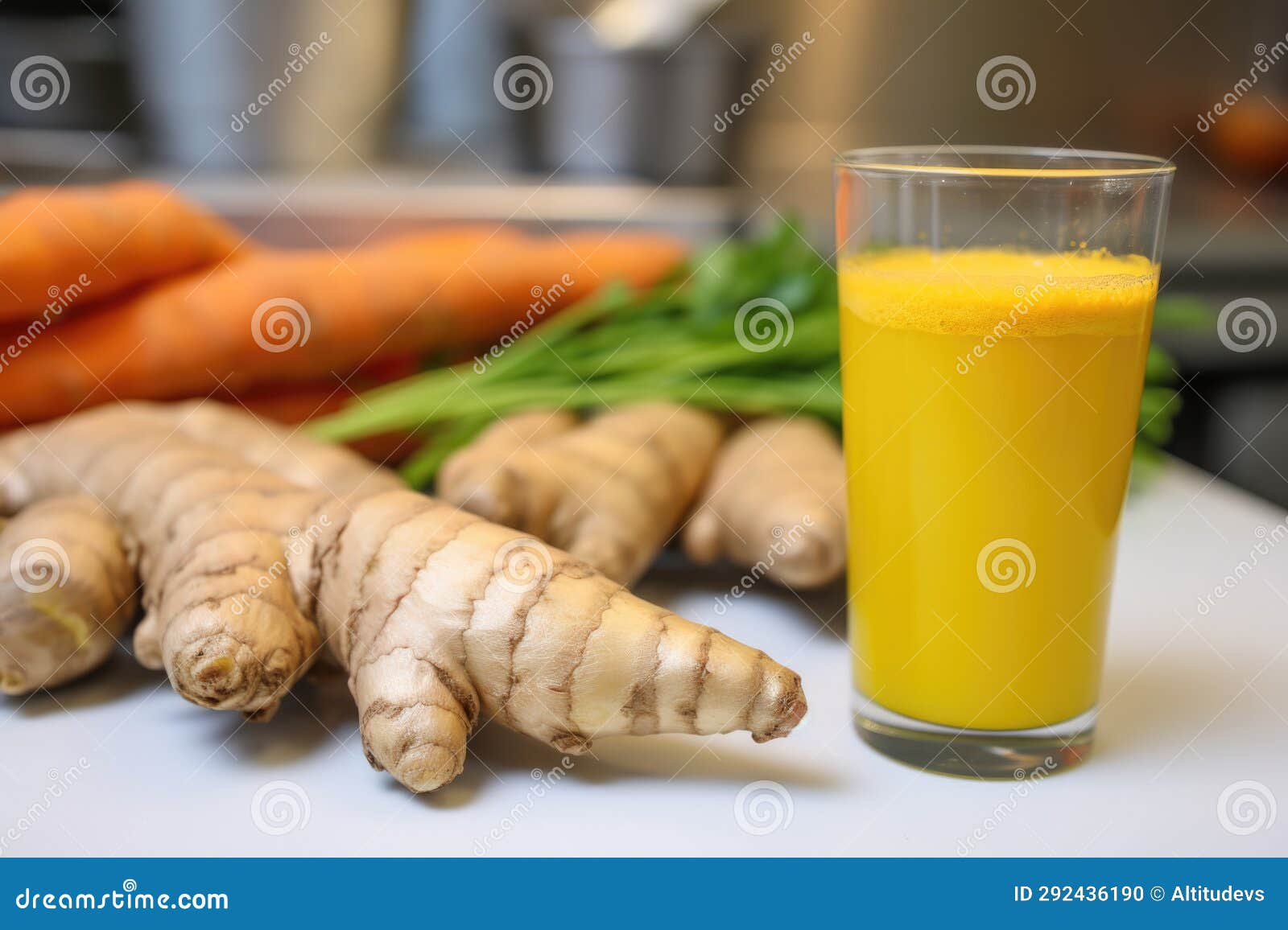 Raw Turmeric Root Next To a Turmeric Smoothie Stock Photo Image of