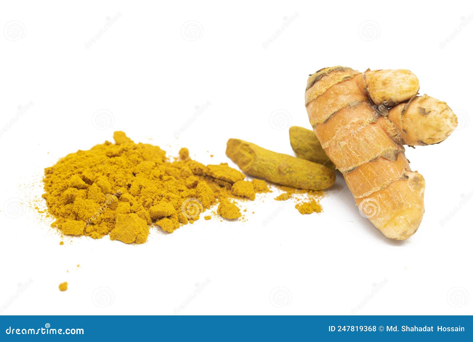 Raw Turmeric and Turmeric Powder Flat on White Stock Photo Image of