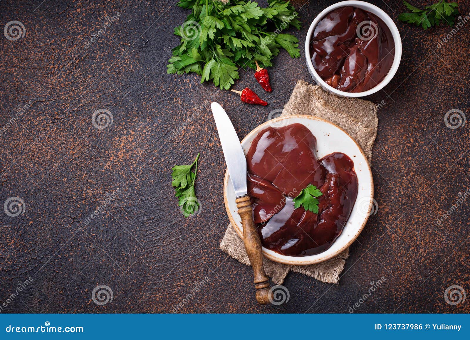 Raw Uncooked Liver and Spices for Cooking Stock Photo Image of blood, cutting 123737986