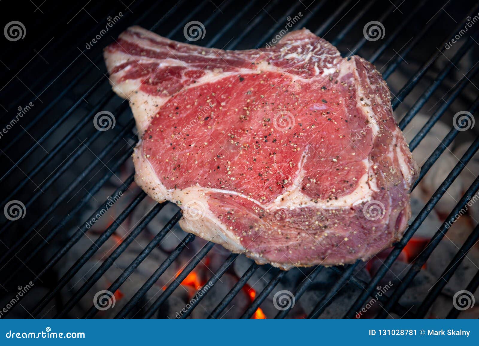 Raw uncooked Rib Eye steak stock image. Image of protein 131028781