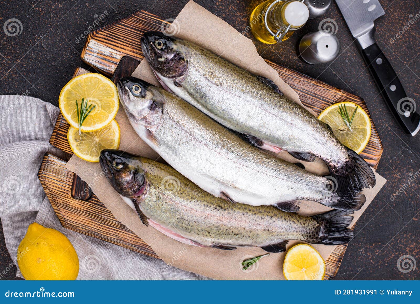 Raw Uncooked Trout with Lemon Stock Image Image of eating, fresh