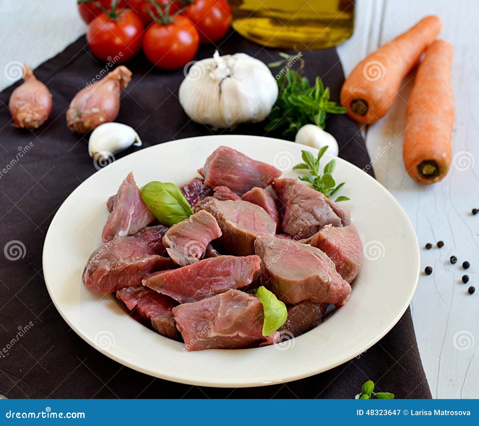 Raw Veal in Pieces for Beef Stew Stock Image Image of portion