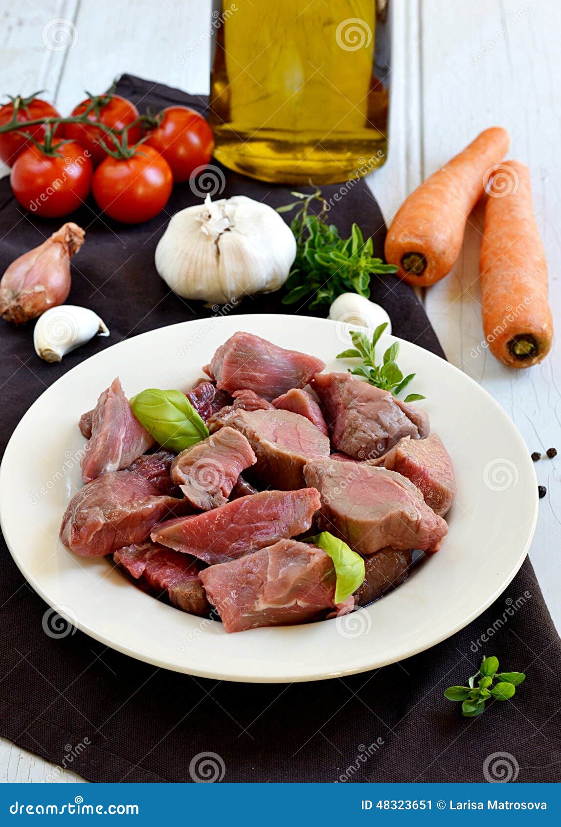 Raw Veal in Pieces for Beef Stew Stock Image Image of spices, cooking