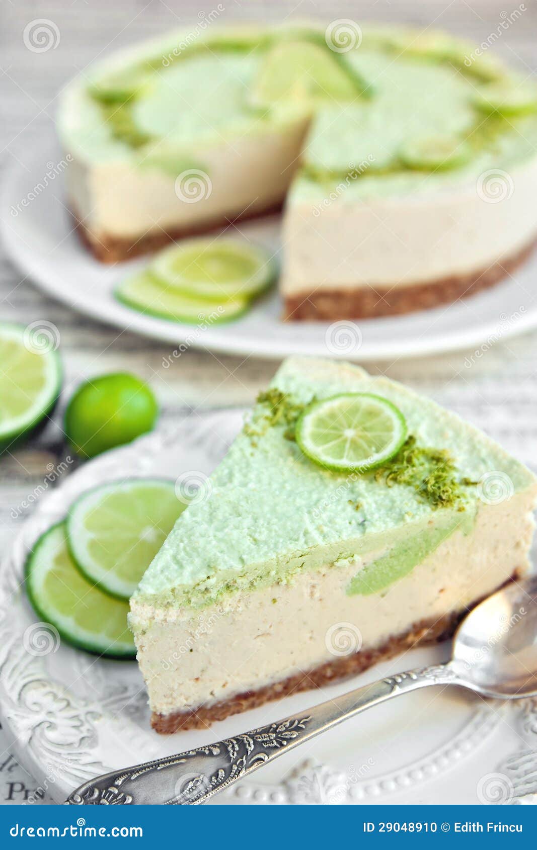 Raw vegan lime cheesecake stock photo. Image of sliced 29048910
