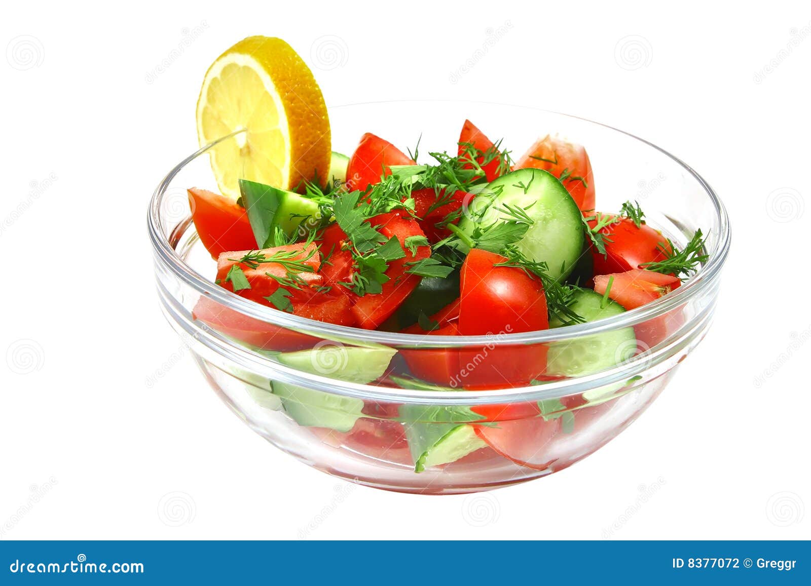 Raw Vegetable Salad in Bowl Over White Stock Photo Image of glass
