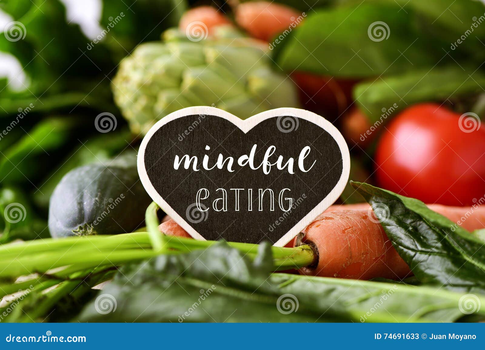 raw vegetables and text mindful eating