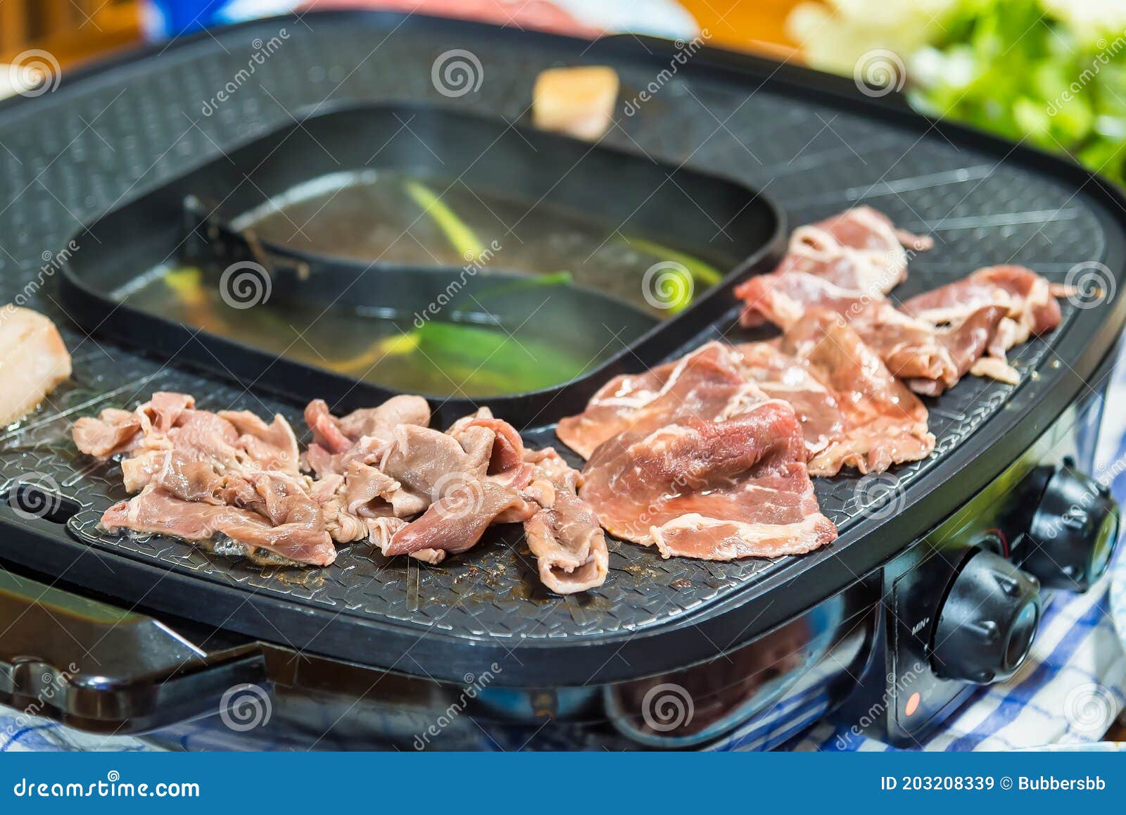 Raw Wagyu Beef Grill on the Electric Grill Stock Image Image of asia
