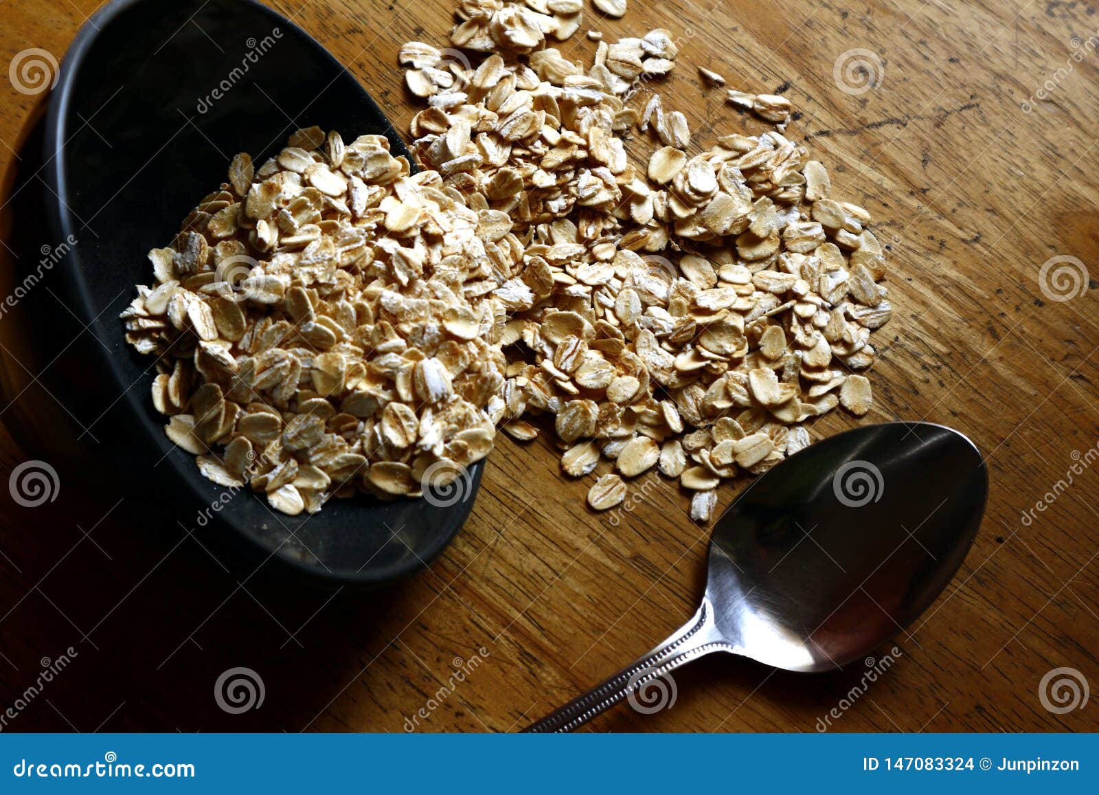 Raw Whole Grain Rolled Oats Stock Photo Image of recipe, grain 147083324