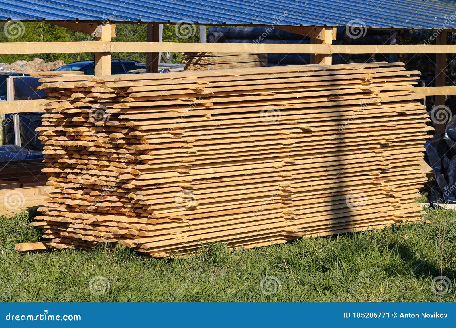 Raw Wood Boards are Stacked on Top of Each Other Stock Image Image of