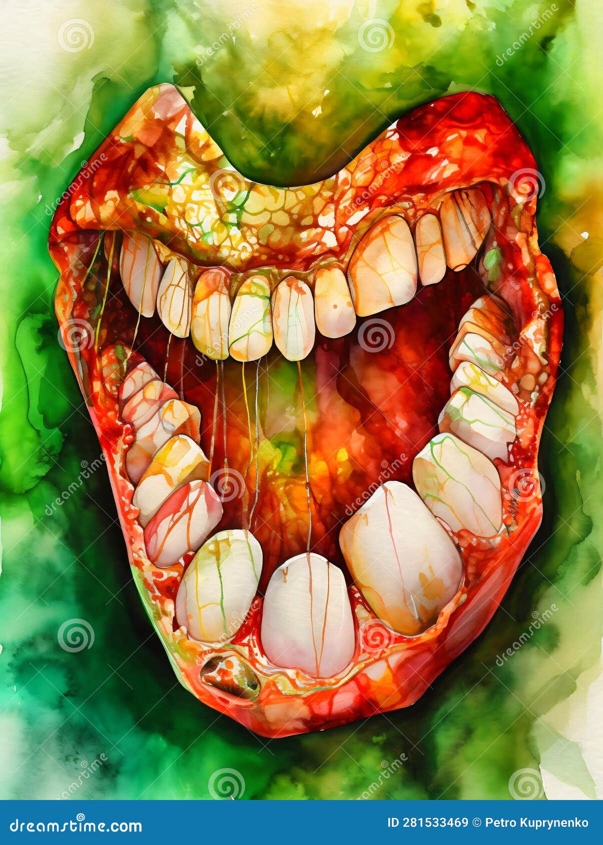 Ãârawing of the inside of a tooth a watercolor painting stunning . ai generated