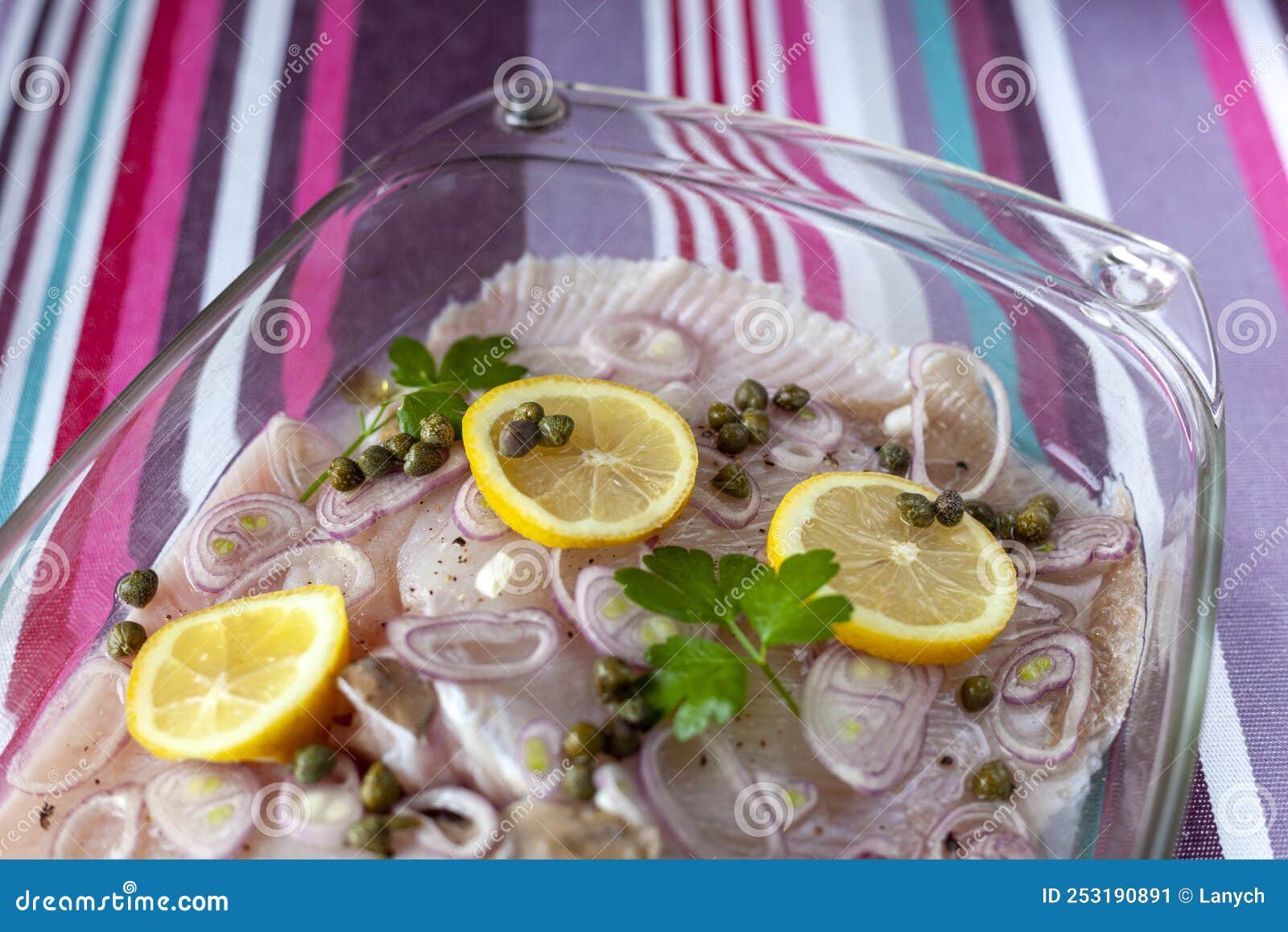 Ray Fish Wings Ready To Cook with Capers, Shallot and Lemons Stock