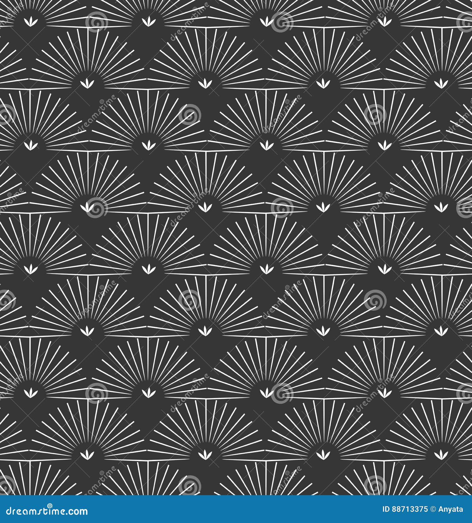 ray striped half circles on black