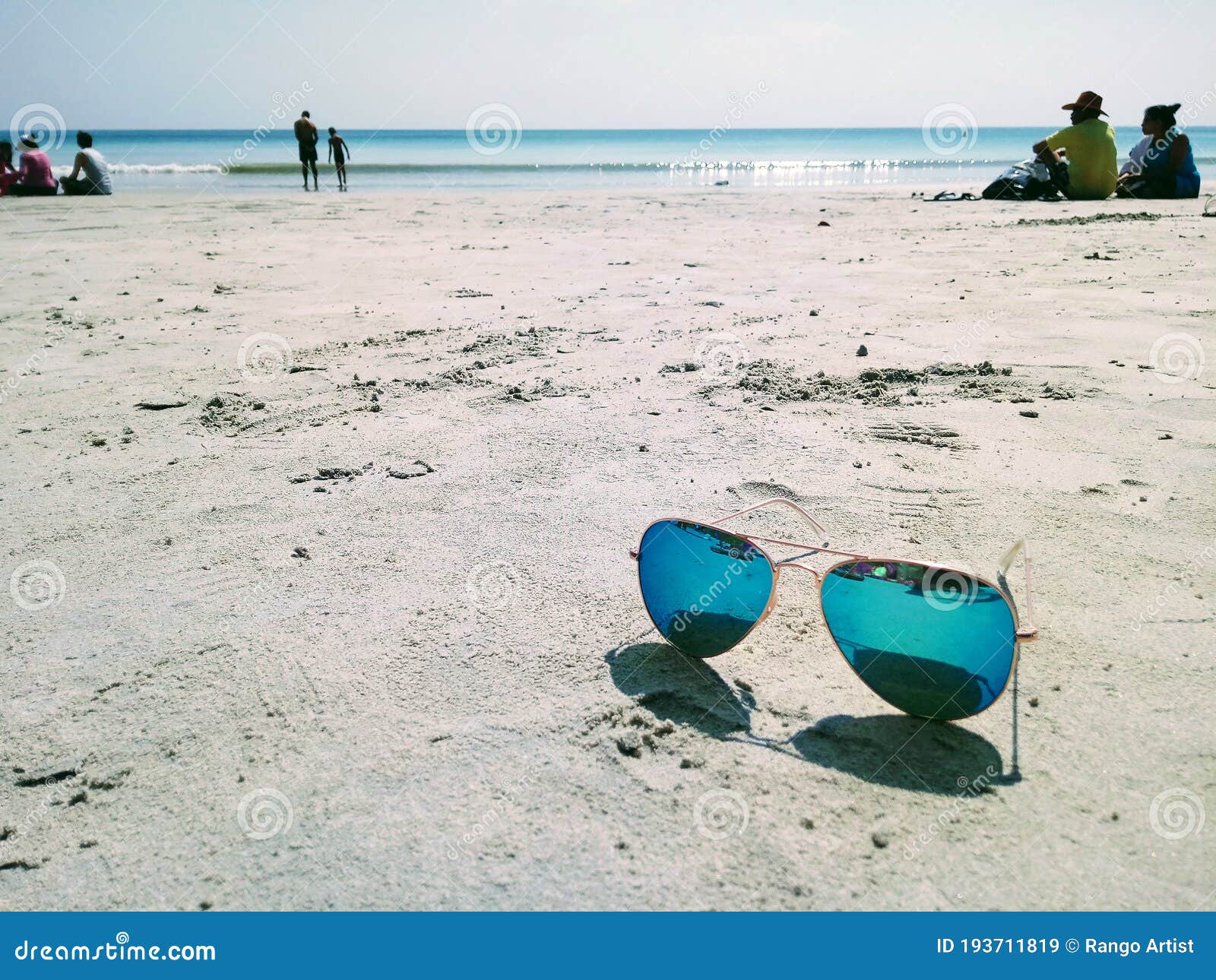 rayban blue aviator sunglasses in beach sand at havelock island