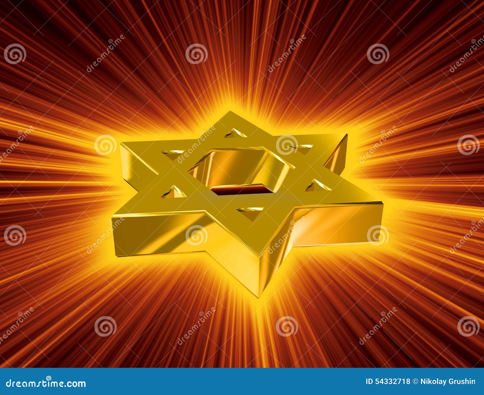 Among Rays of Gold Star of David Stock Illustration Illustration of
