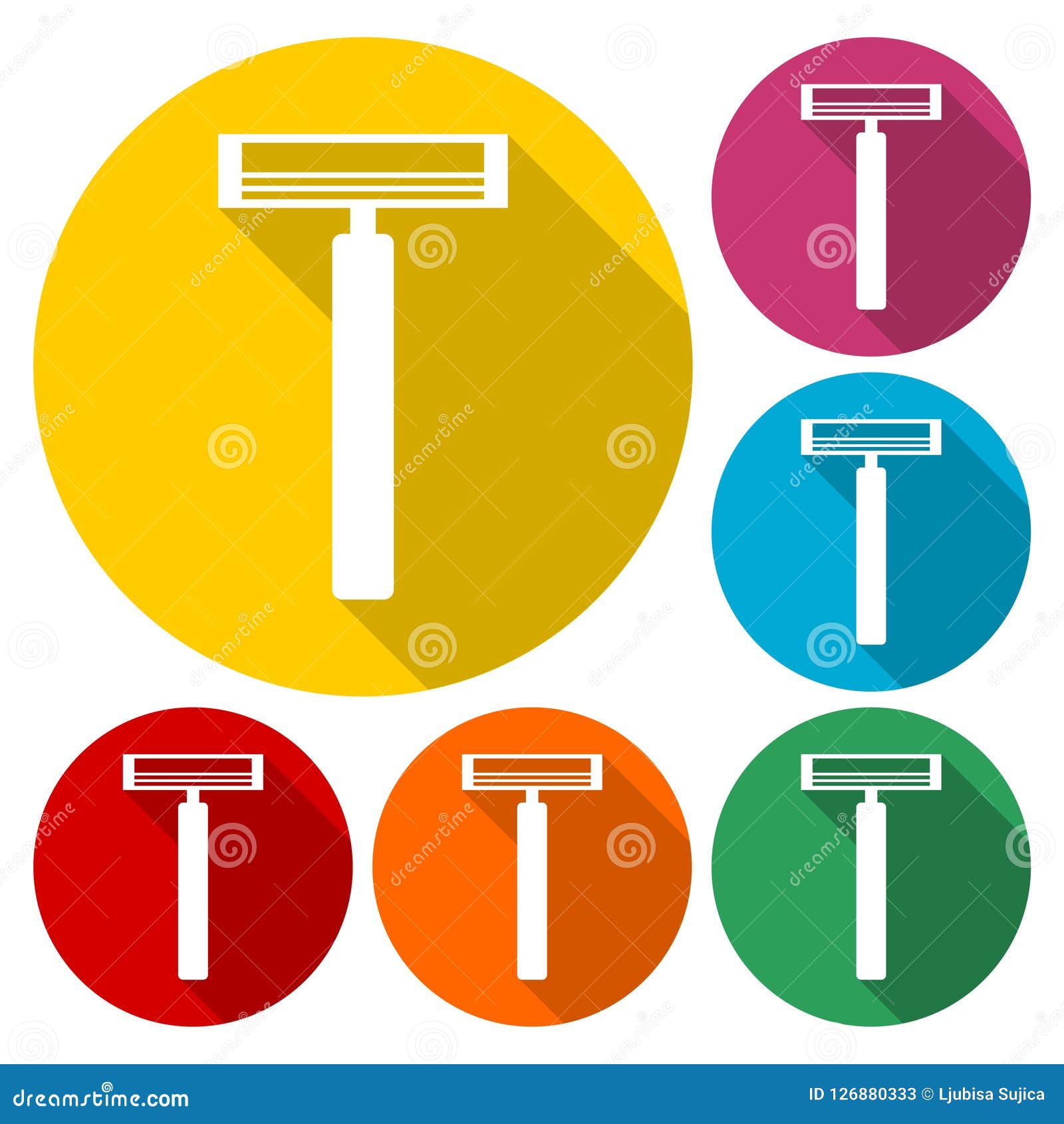 Razor Flat Design, Color Icons Set Stock Vector Illustration of