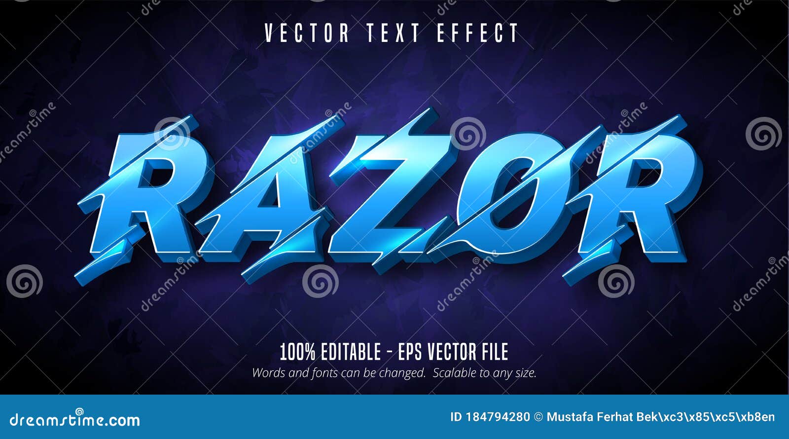 razor text, cutout style editable text effect