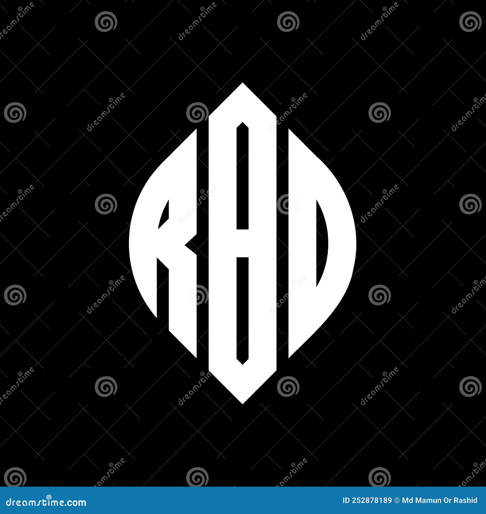 rbd circle letter logo  with circle and ellipse . rbd ellipse letters with typographic style. the three initials form a