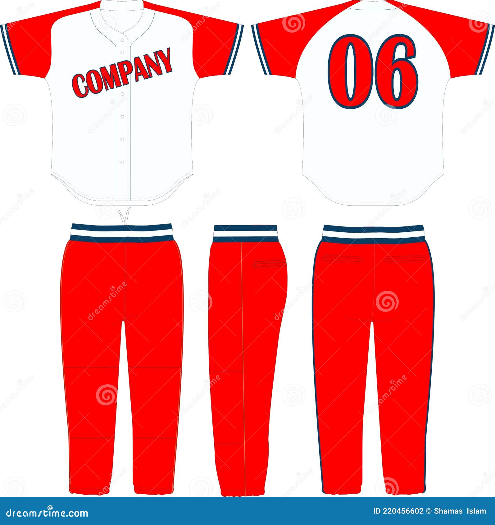 RBI Softball Jersey and on Deck Pant Mock Ups Templates Vectors Stock ...