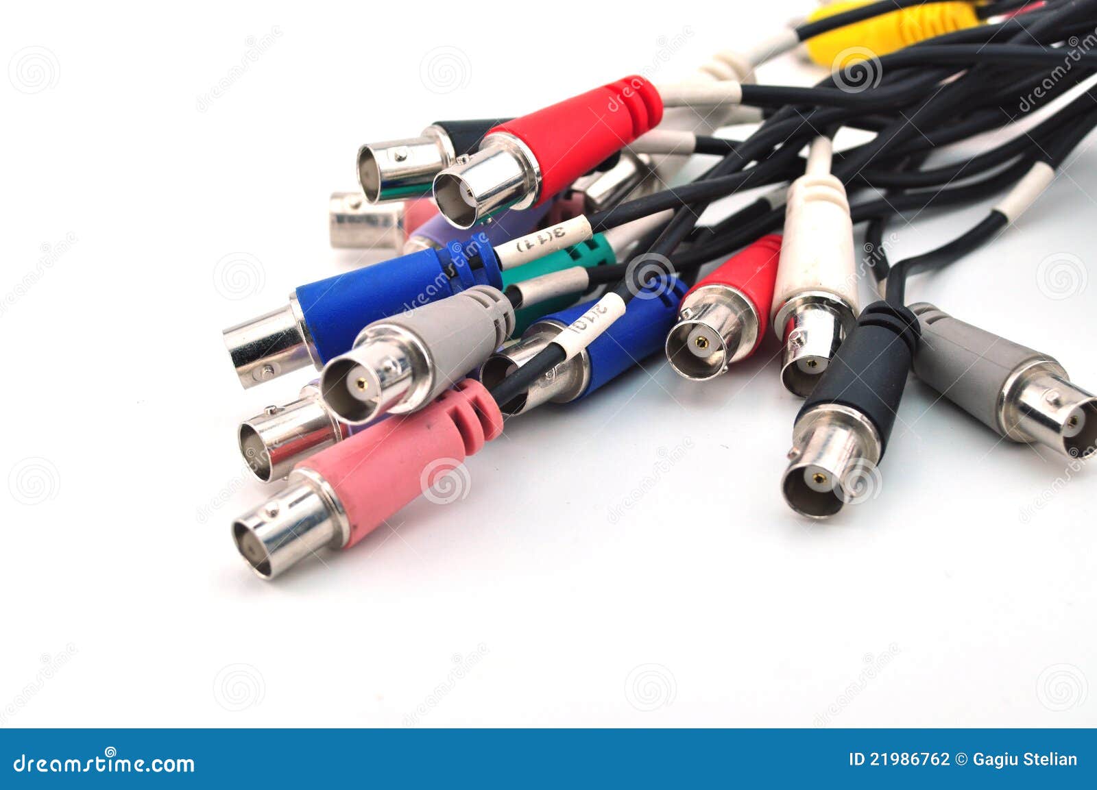 Rca cables stock photo. Image of chrome, green, electrical 21986762