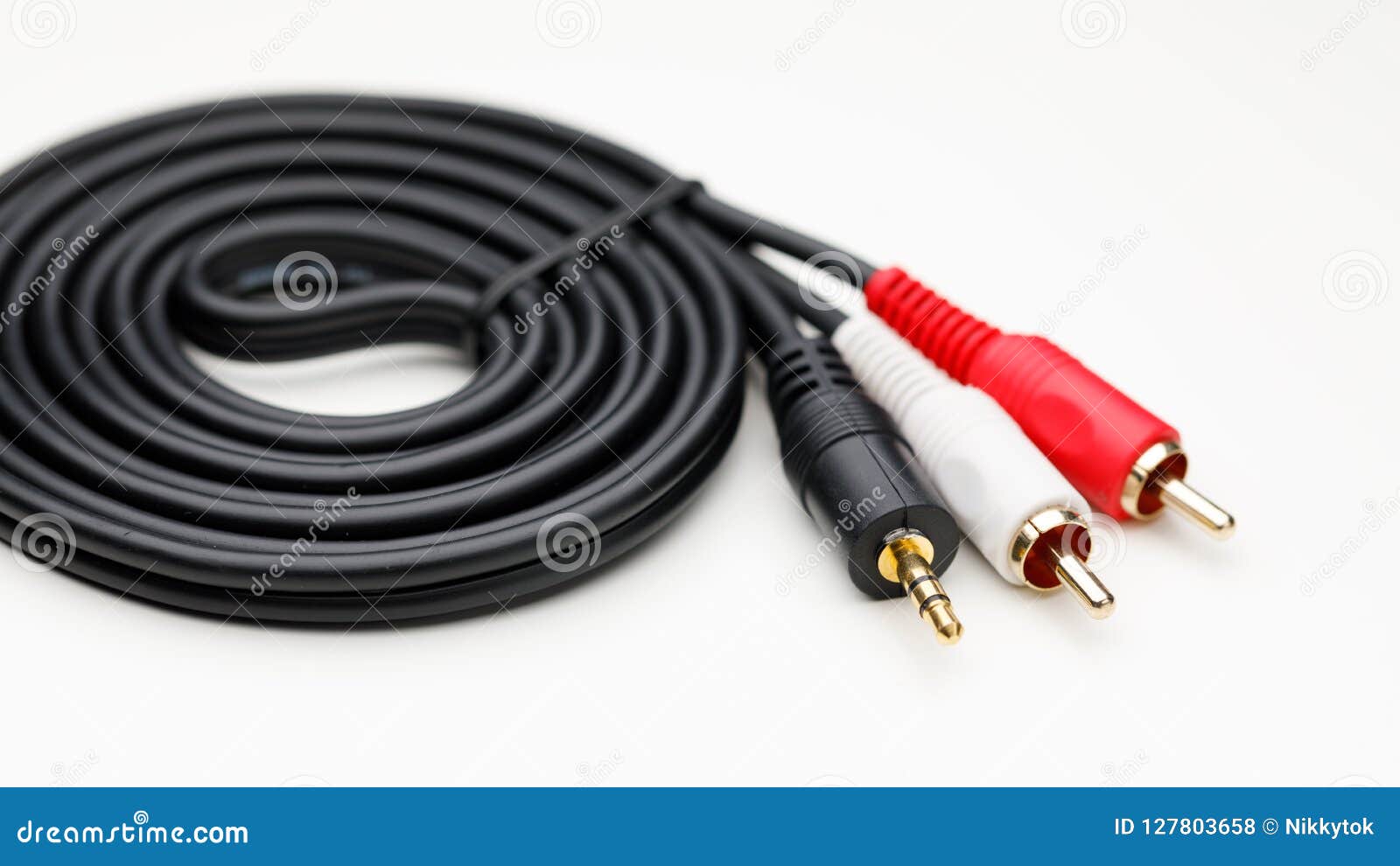 RCA mini jack audio cable stock photo. Image of technology 127803658