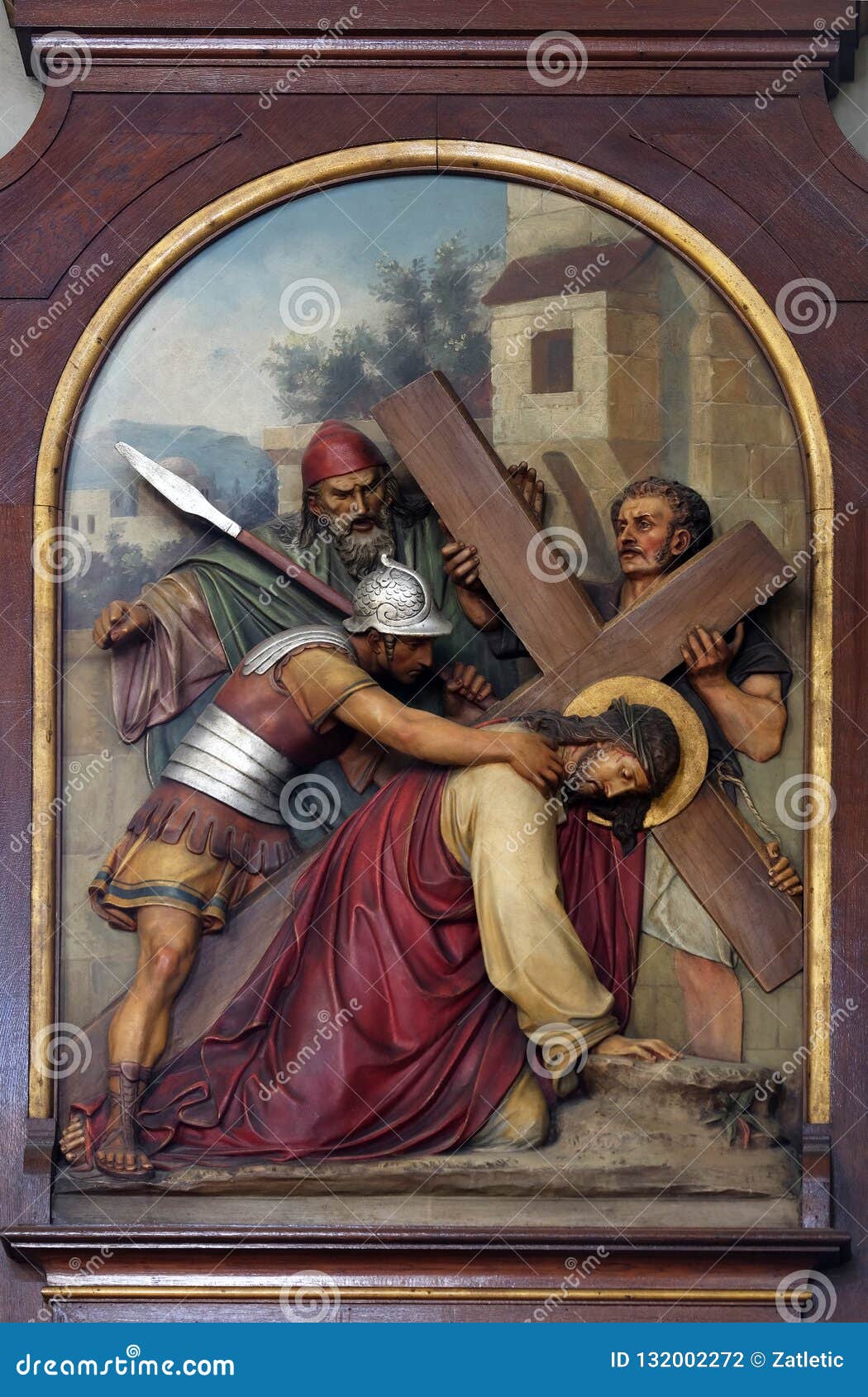 3rd stations of the cross, jesus falls the first time