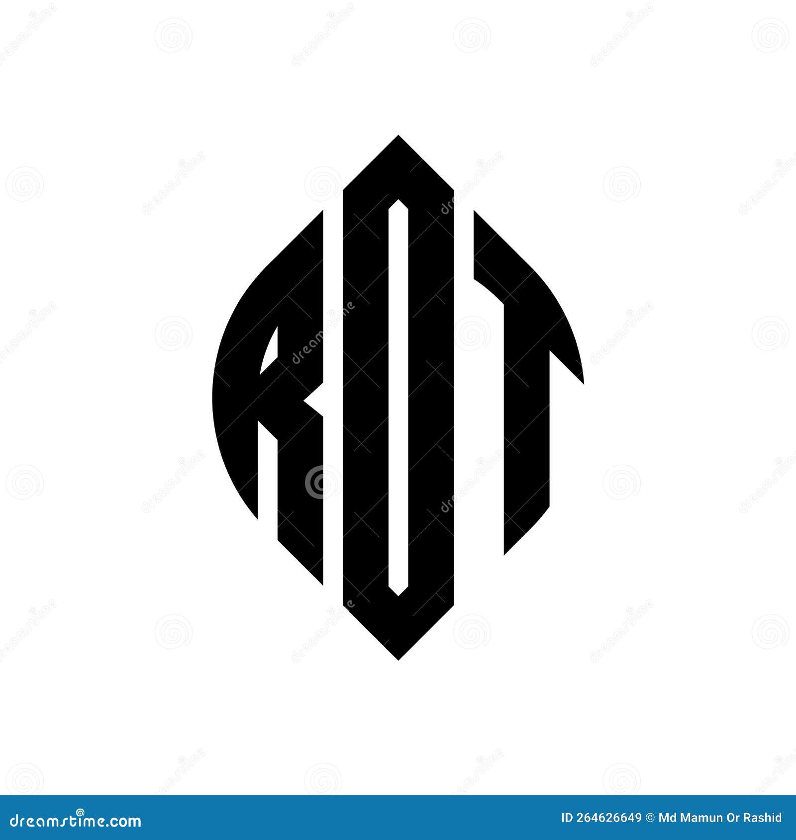 rdt circle letter logo  with circle and ellipse . rdt ellipse letters with typographic style. the three initials form a