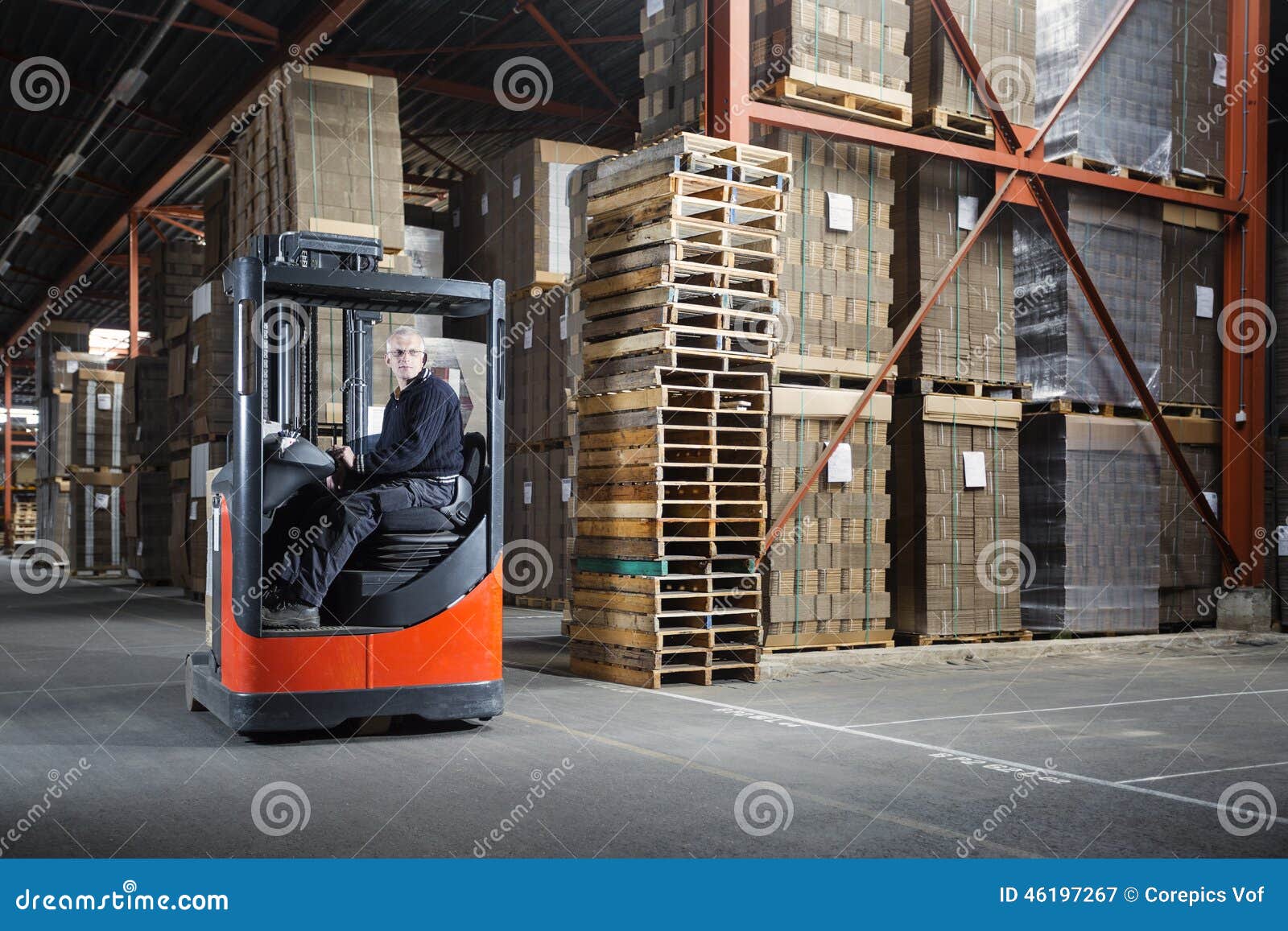 Reach Truck Driver In A Warehouse Stock Image Image Of Interior Order 46197267