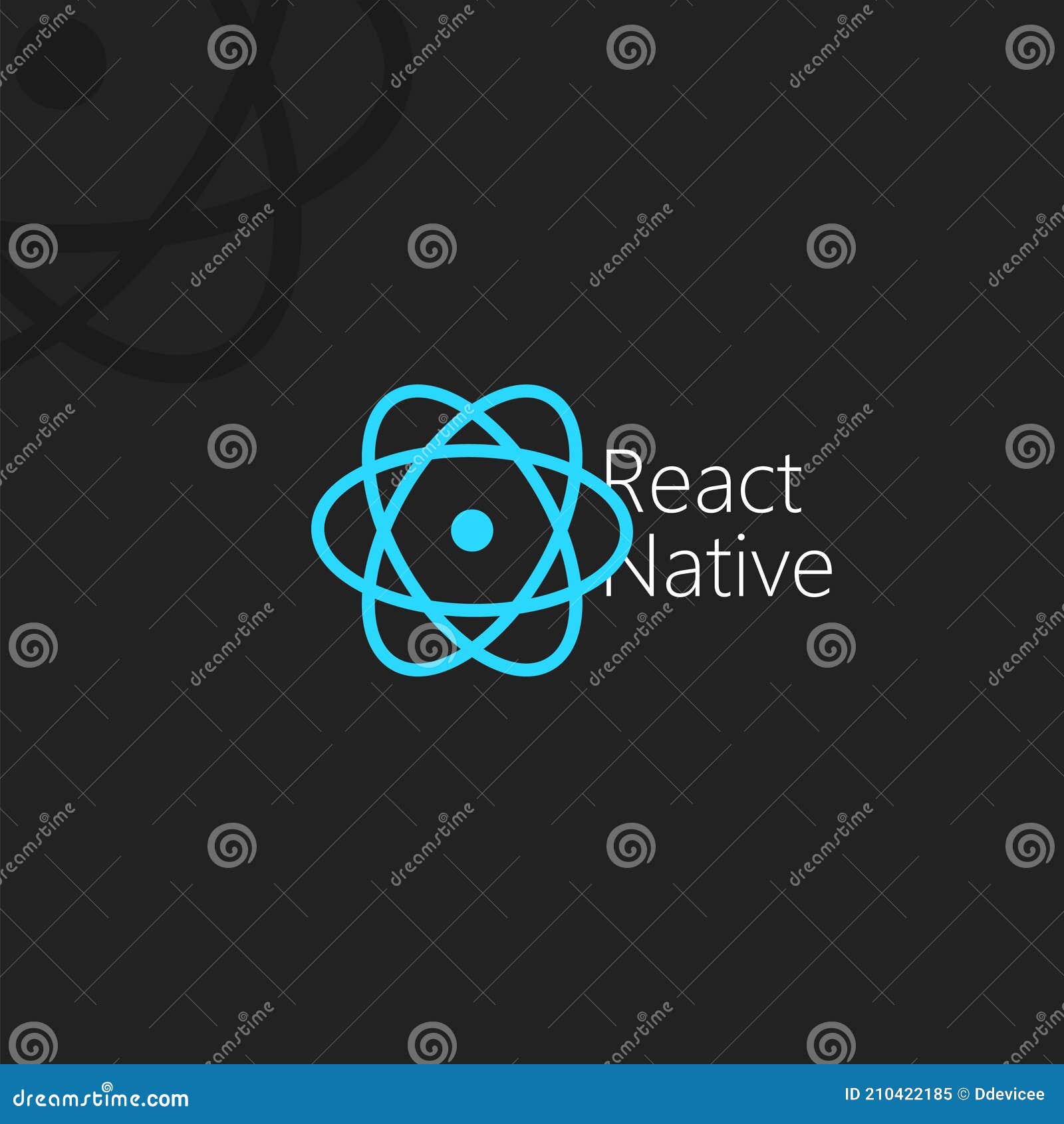 React Native, Dark Poster with Blue Vector Icon on Black Background Stock Vector - Illustration of internet, data: 210422185