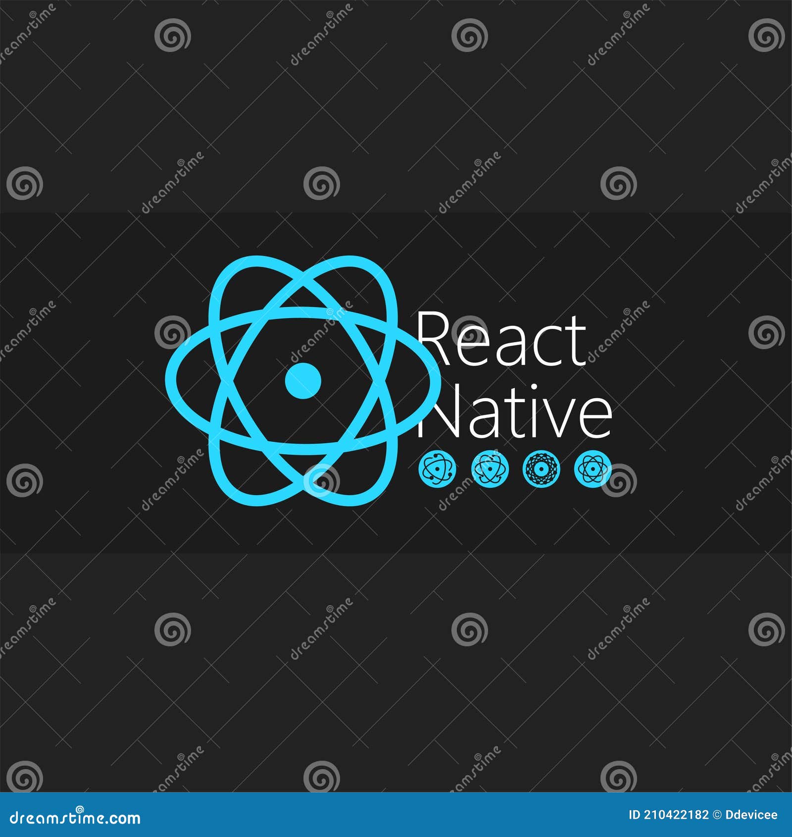 React Native Large Icons Set. Blue Vector Icons on a Black Background for  Your Arts Stock Vector - Illustration of datum, icon: 210422182