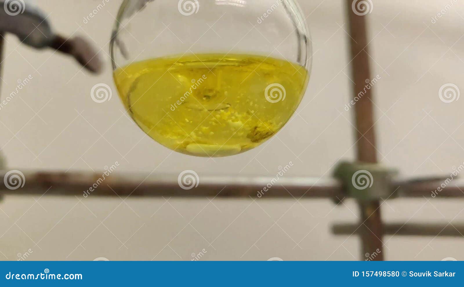 Reactants are Mixing in an Organic Solvent Closeup View in for