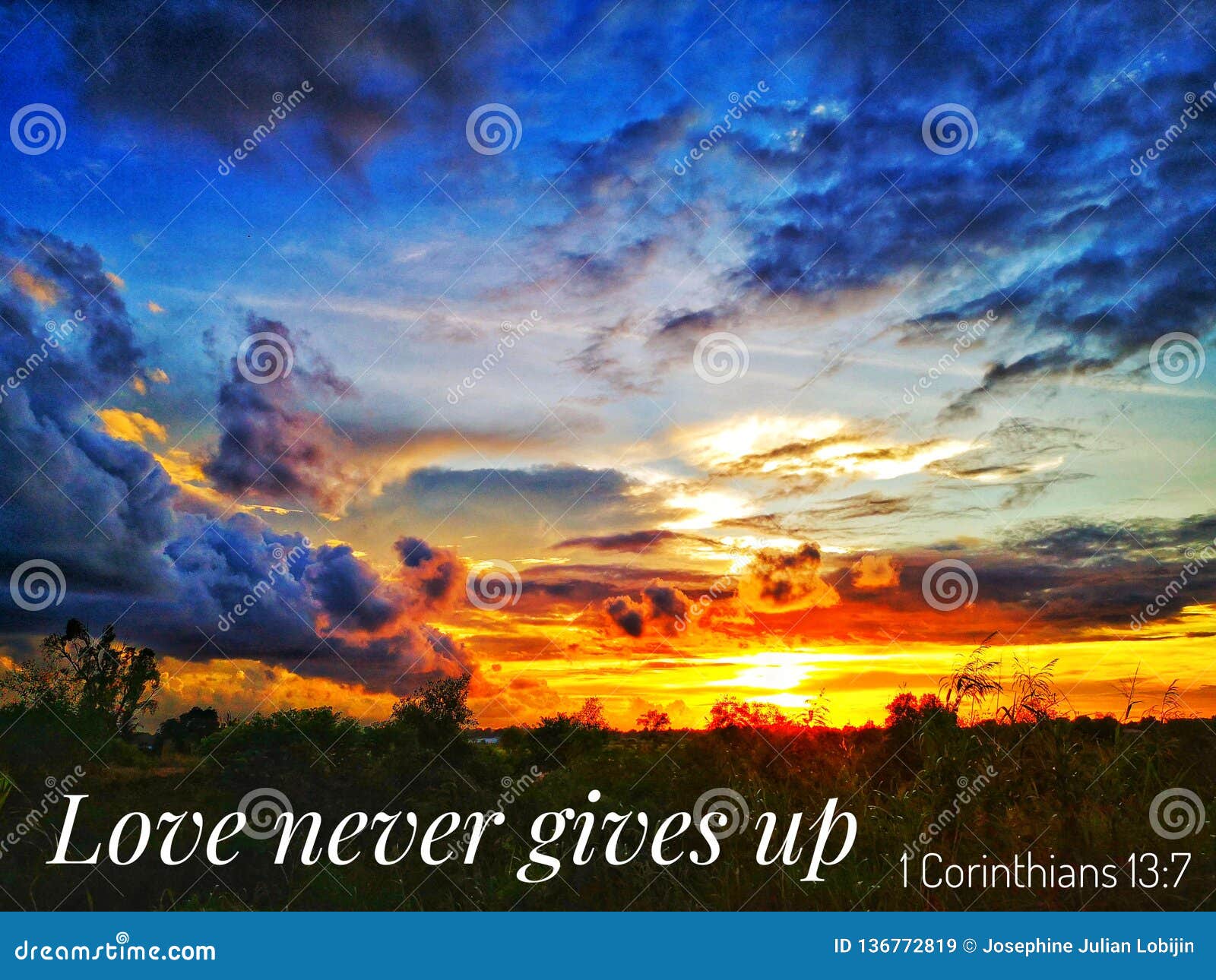 Love Never Gives Up With Sunset Background Stock Image Image Of
