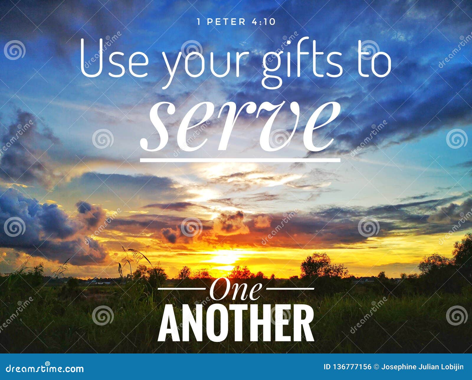 Use Your Gift To Serve One Another With Background Sunset Design