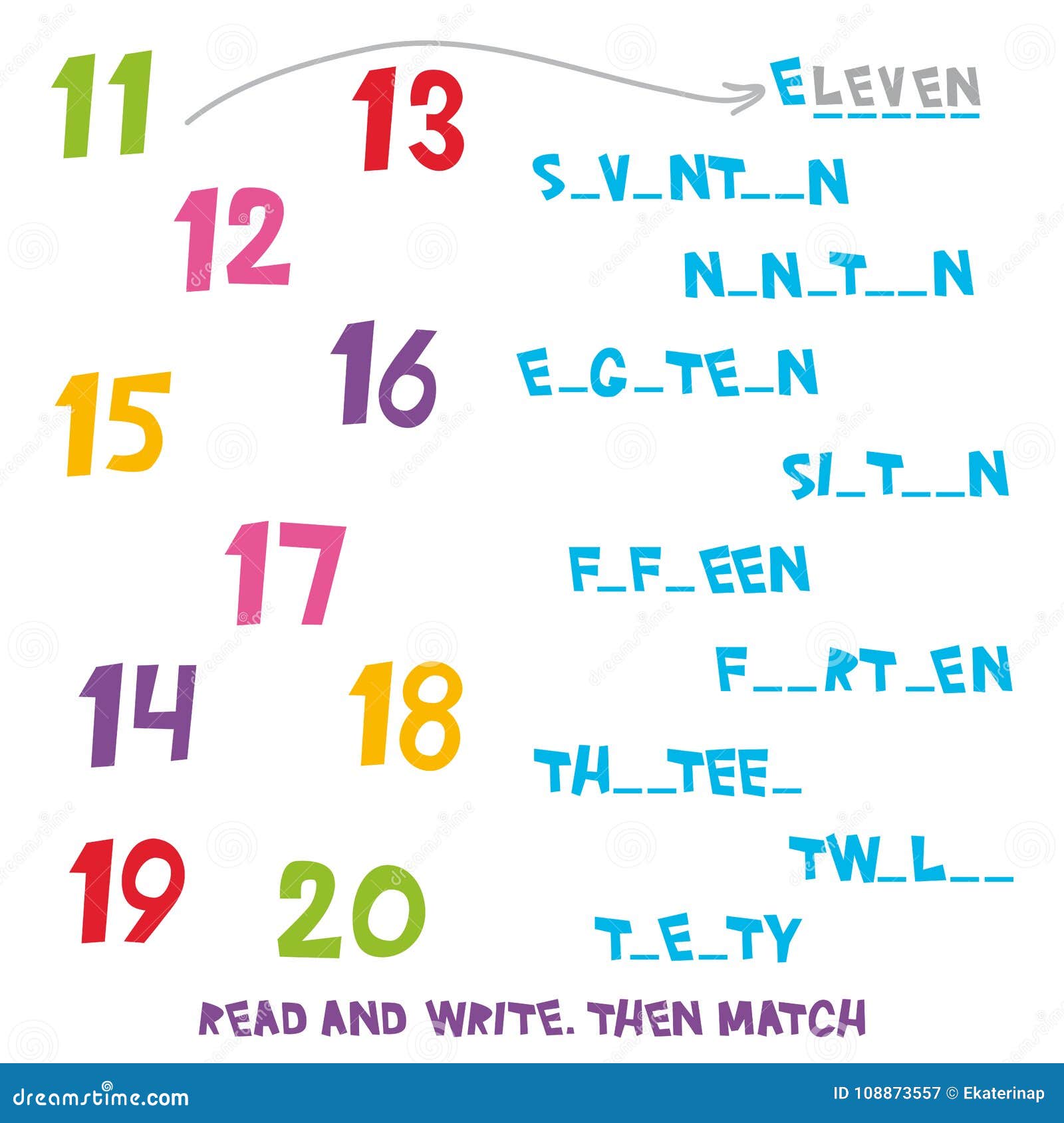 Read And Write. Then Match The Numbers 22 To 22. Kids Words