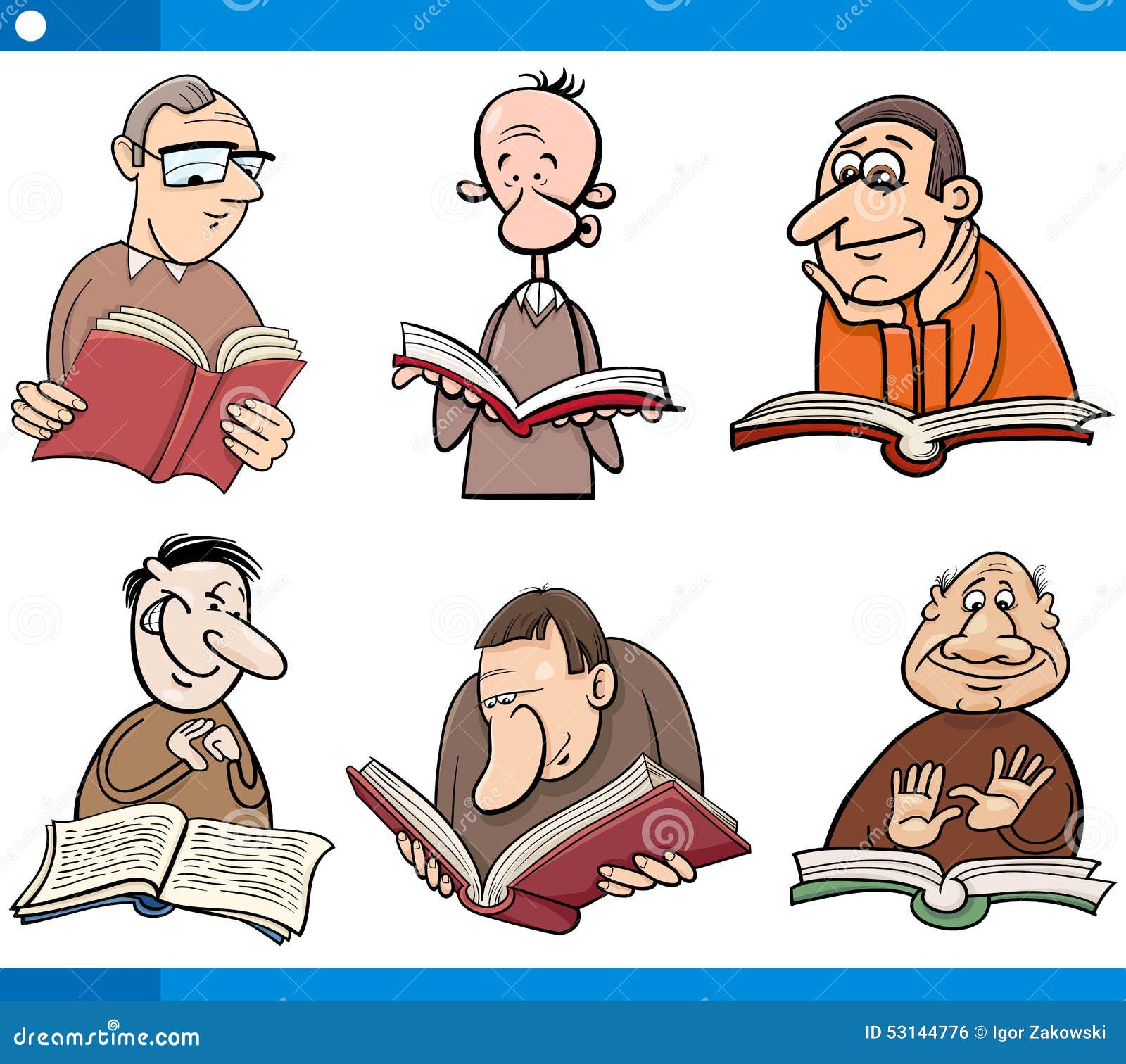 Readers Characters Set Cartoon Stock Vector - Illustration of