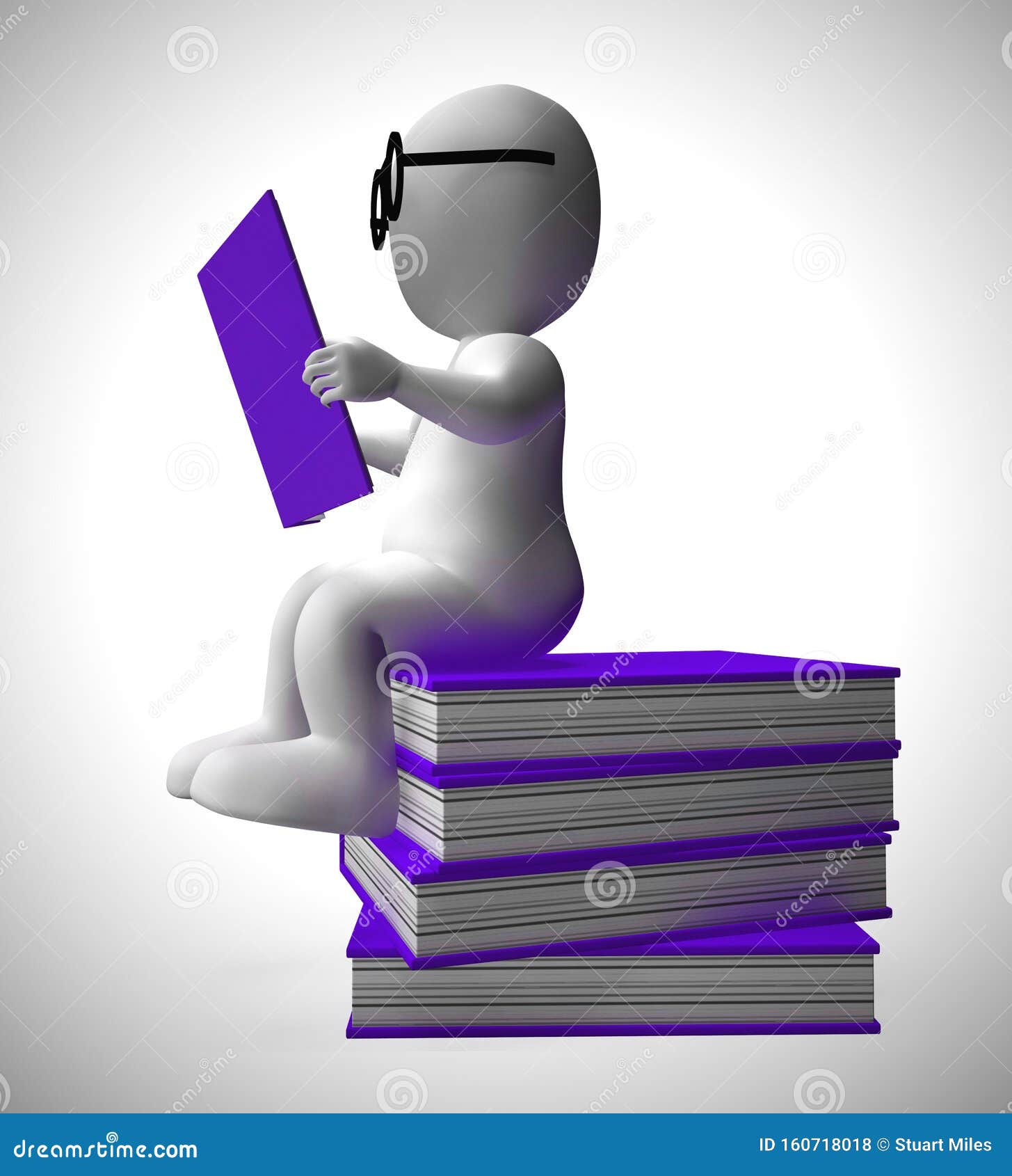 Reading a Book Character Represents Education, Literacy and Gaining