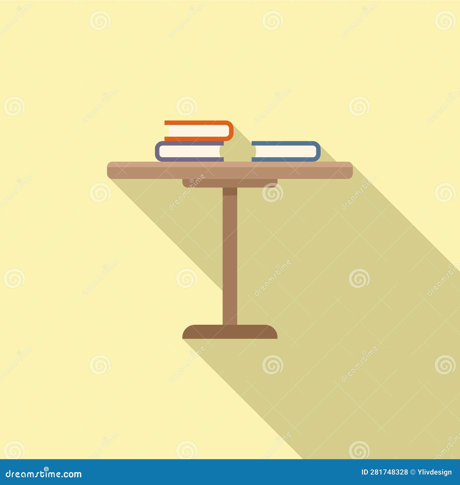 Reading Book Table Icon Flat Vector. Office Interior Stock Vector