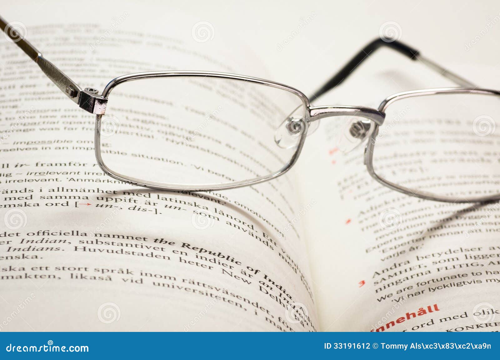 Reading Glasses and Dictionary Stock Photo Image of learning, read