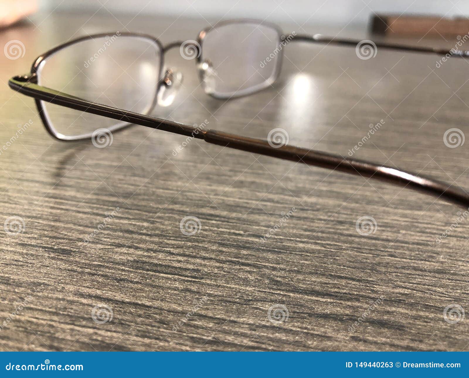 Reading Glasses Lying On Office Desk Stock Image Image Of Lying