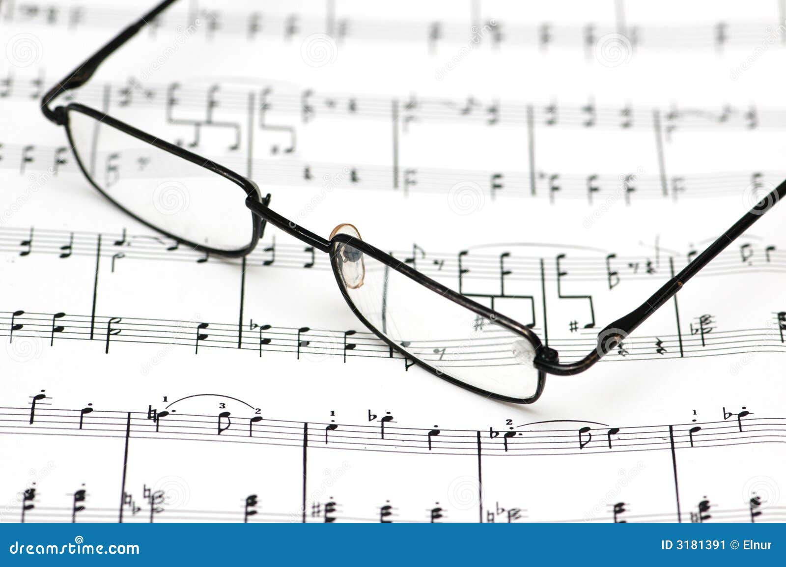 Reading Glasses Over the Music Stock Image Image of performance