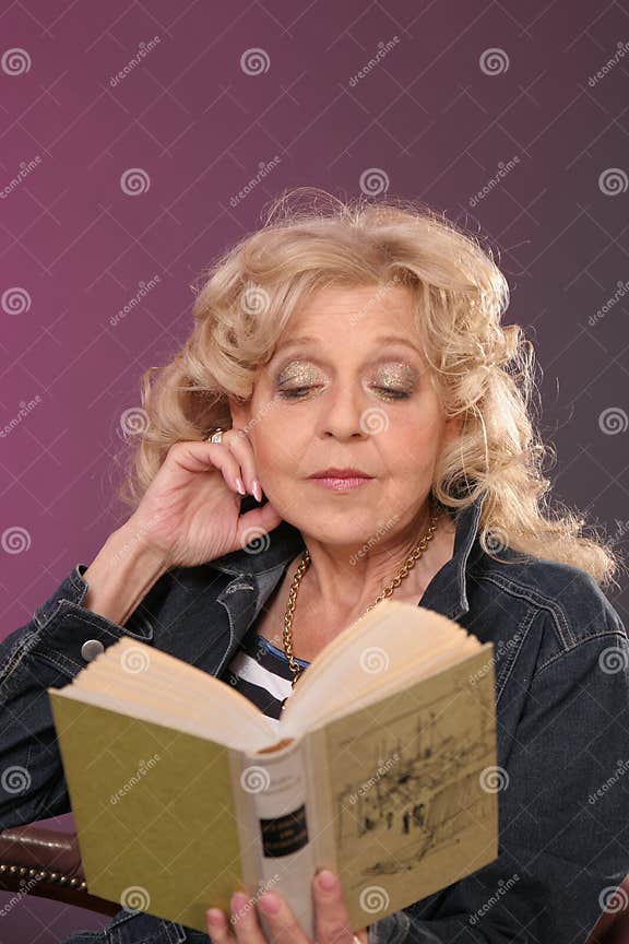 Reading Lady stock image. Image of beauty, curls, agers 2390507